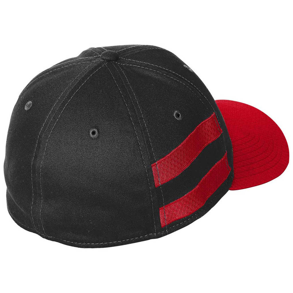 New Era Black/Scarlet Stretch Cotton Striped Cap