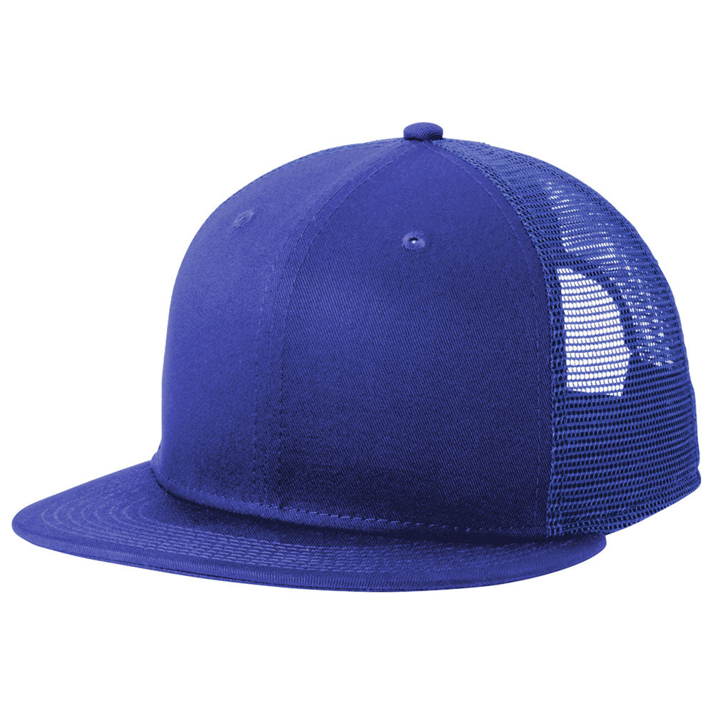 The Vintage Year Plain Cotton Twill Flat Brim Mesh Snapback Trucker Cap (Multiple Colors) - View #4