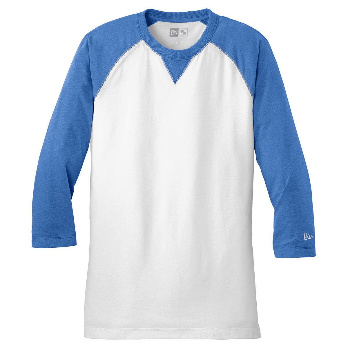 Unisex 3/4 Sleeve Baseball T-Shirt - Grey & True Royal TriBlend Raglan Jersey, Medium Size, Retail Fit - View #12