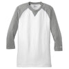 New Era Men's Shadow Grey Heather/White Sueded Cotton 3/4-Sleeve Baseball Raglan Tee