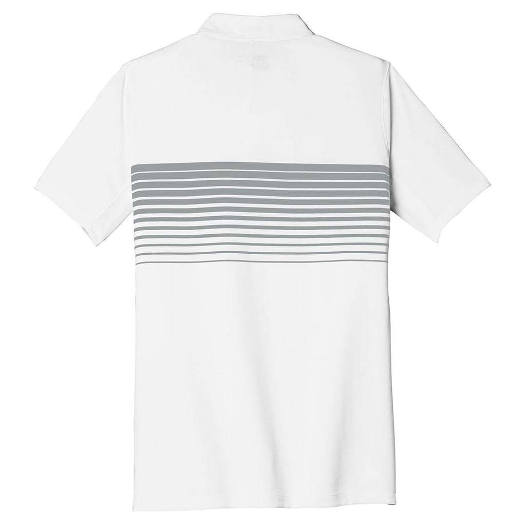 Nike Men's White/Cool Grey Dri-FIT Chest Stripe Polo