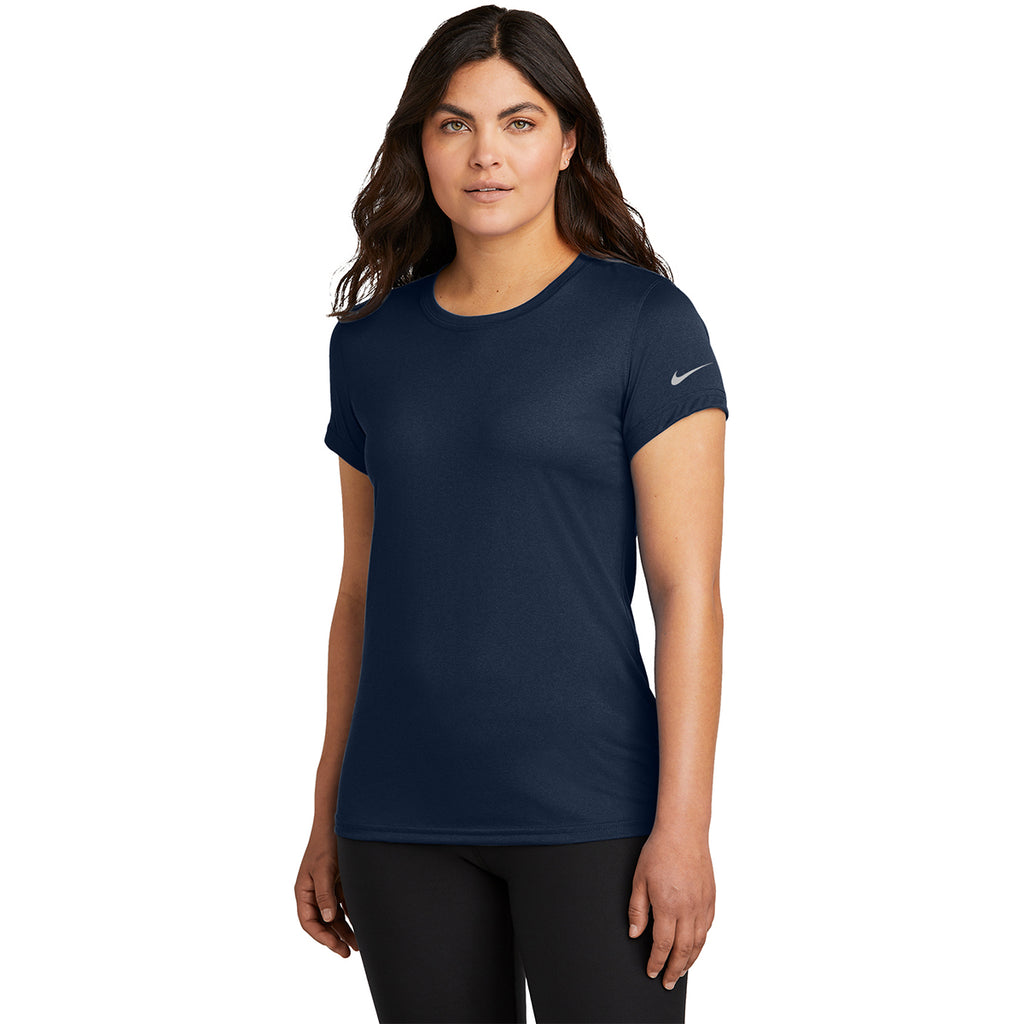 Nike Women's College Navy Swoosh Sleeve rLegend Tee