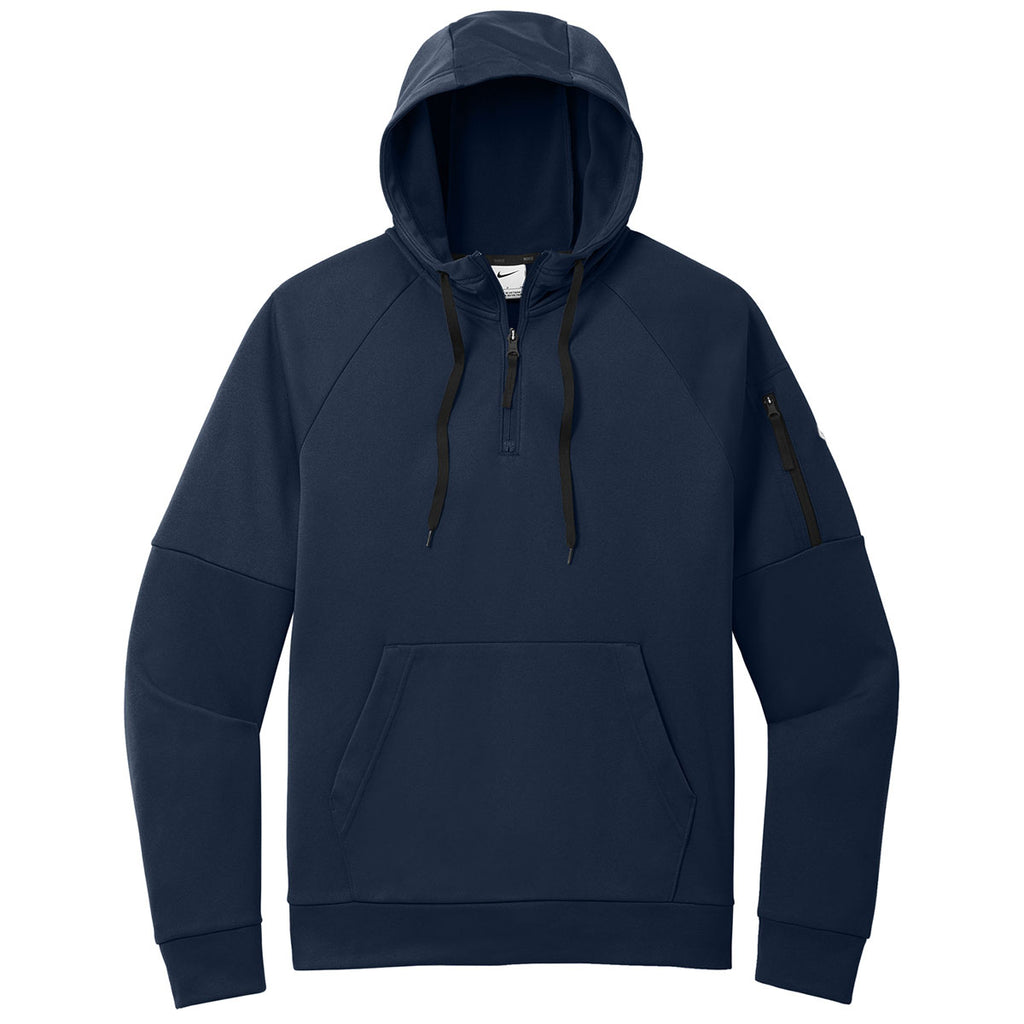 Nike Men's Navy Therma-FIT Pocket 1/4-Zip Fleece Hoodie