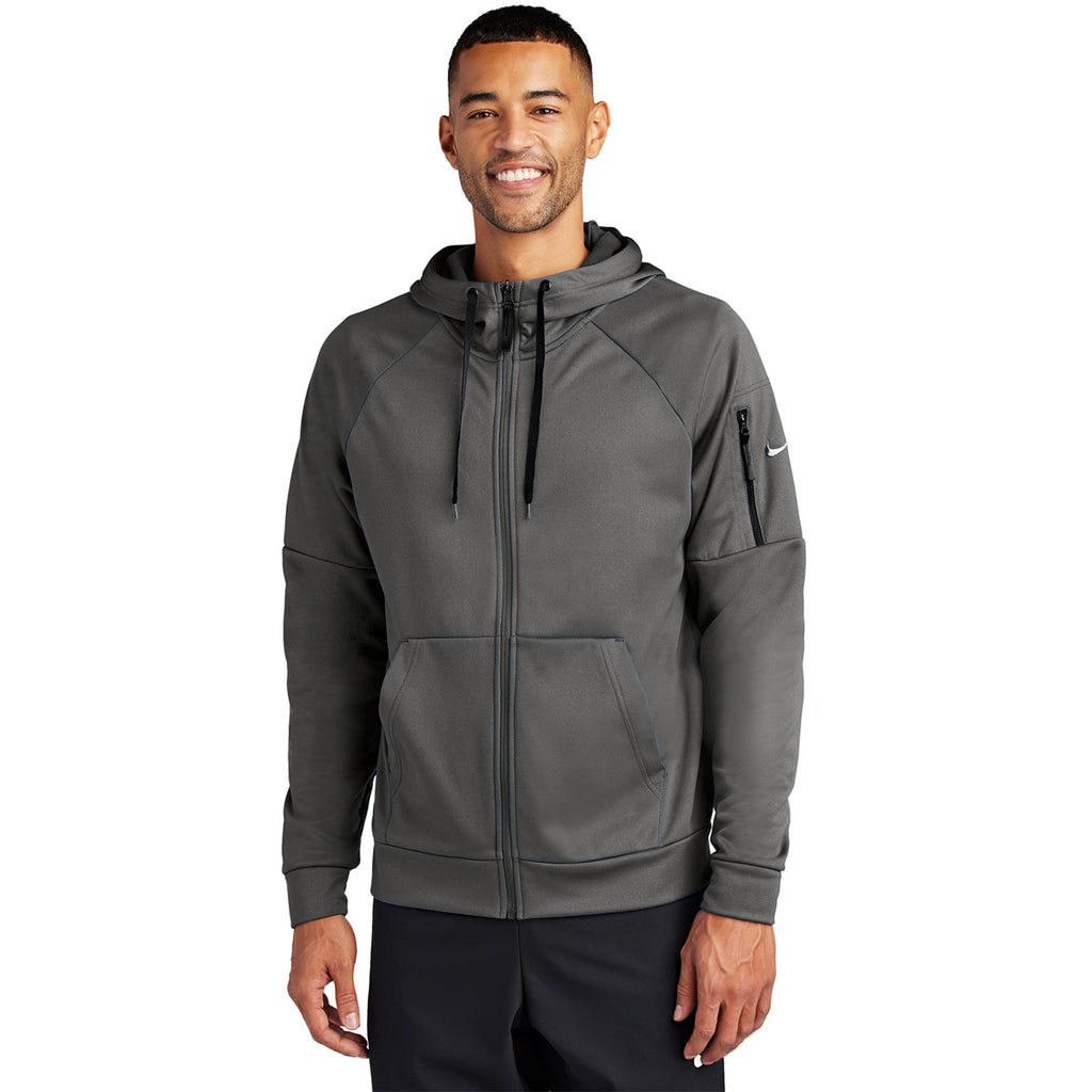 Nike Men's Anthracite Therma-FIT Pocket Full-Zip Fleece Hoodie