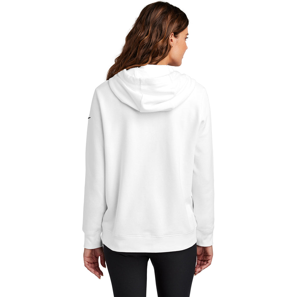 Nike Women's White Club Fleece Sleeve Swoosh Pullover Hoodie