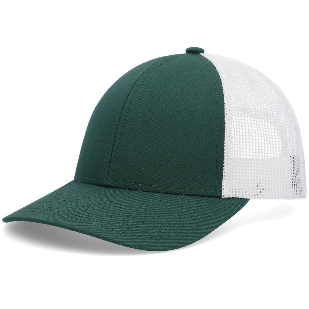 Pacific Headwear Dark Green/White/Dark Green Low-Pro Trucker Cap