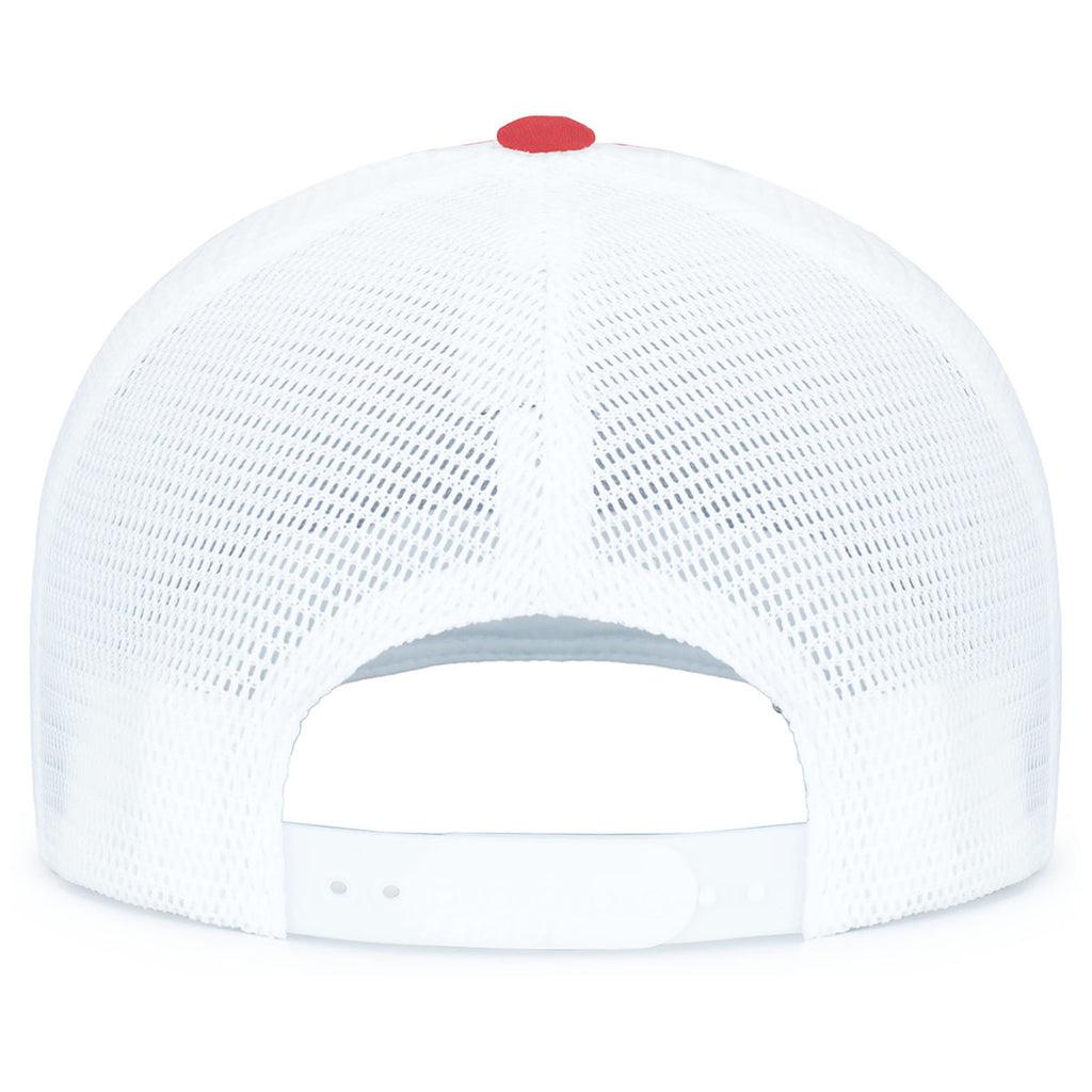 Pacific Headwear Red/White/RedContrast Stitch Trucker Pacflex Snapback Cap
