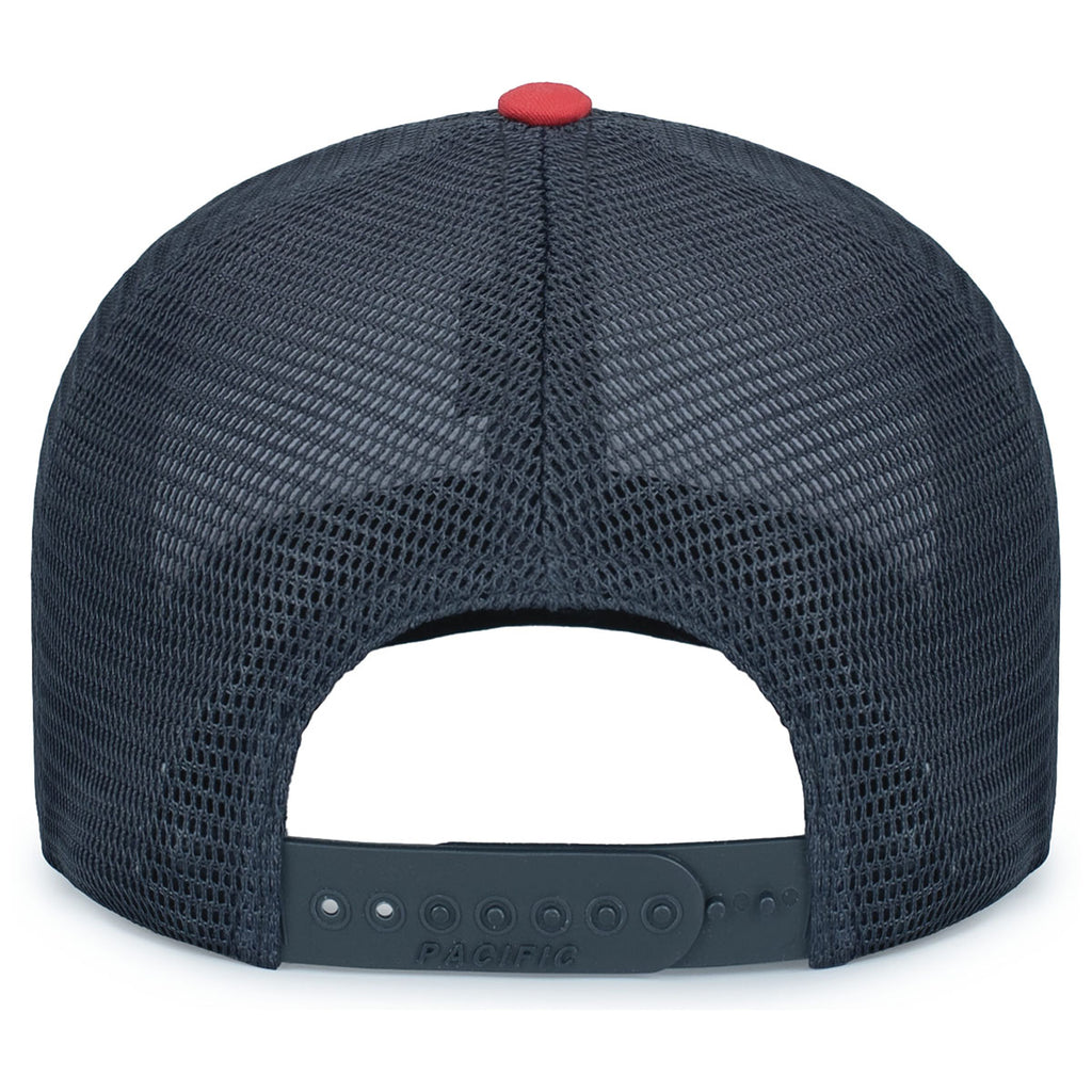 Pacific Headwear White/Navy/RedContrast Stitch Trucker Pacflex Snapback Cap