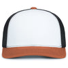 Pacific Headwear White/Light Charcoal/RustContrast Stitch Trucker Pacflex Snapback Cap