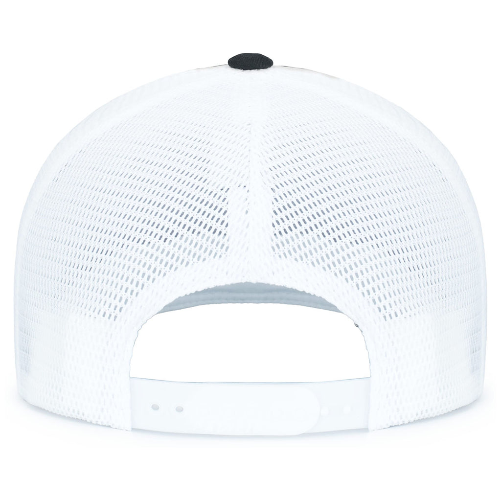 Pacific Headwear Black/White/BlackContrast Stitch Trucker Pacflex Snapback Cap