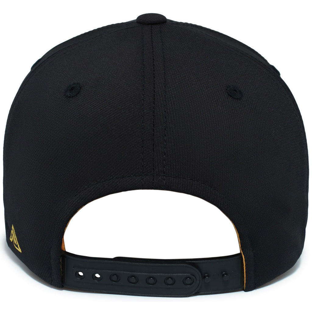 Pacific Headwear Black/Gold Coolcore Sideline Snapback Cap