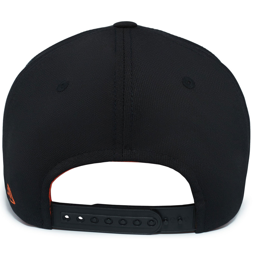 Pacific Headwear Black/Orange Coolcore Sideline Snapback Cap