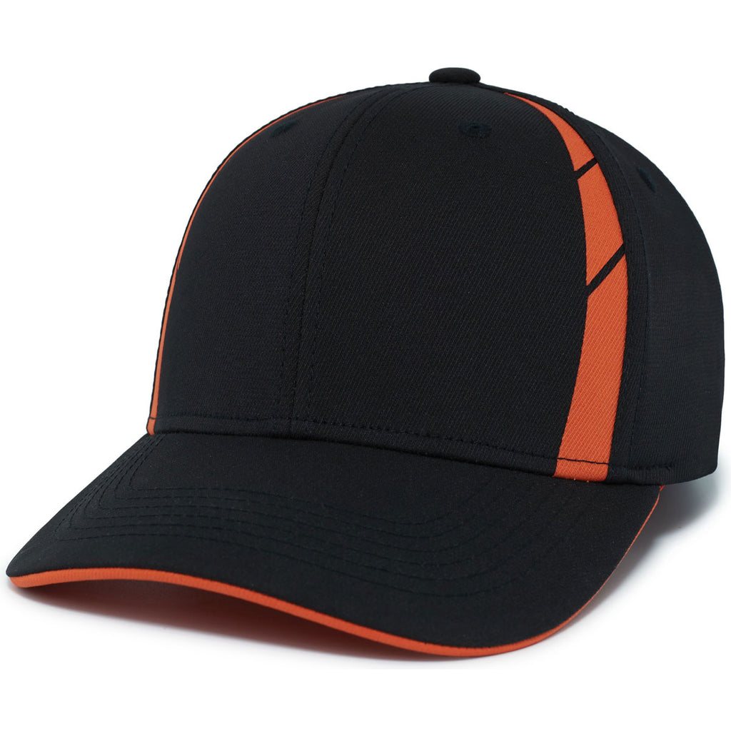 Pacific Headwear Black/Orange Coolcore Sideline Snapback Cap