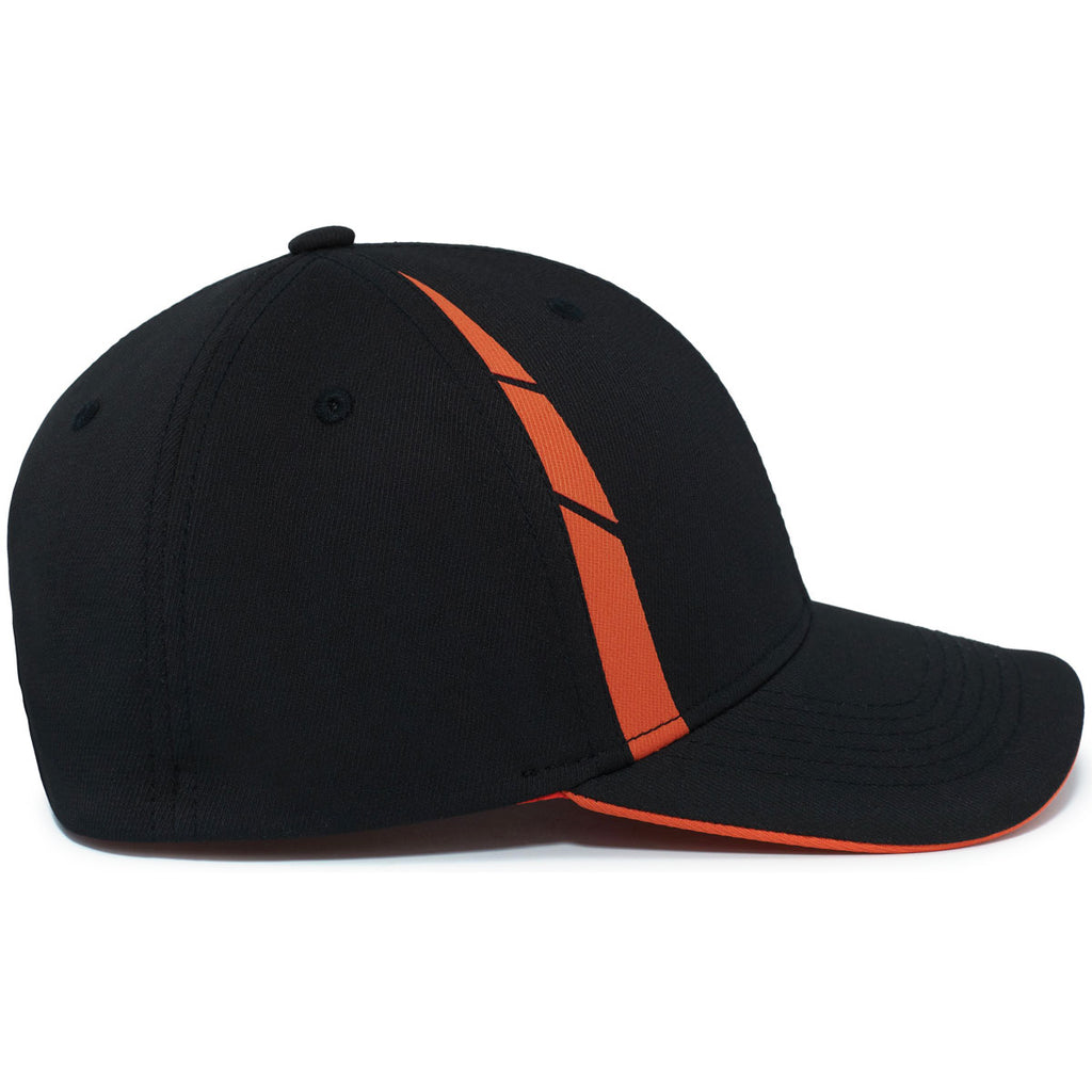 Pacific Headwear Black/Orange Coolcore Sideline Snapback Cap