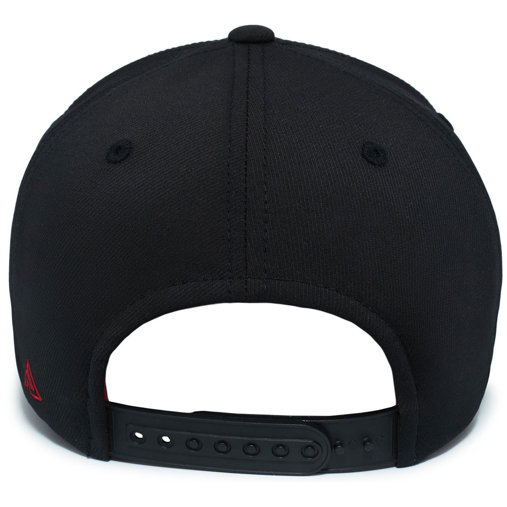 Pacific Headwear Black/Red Coolcore Sideline Snapback Cap