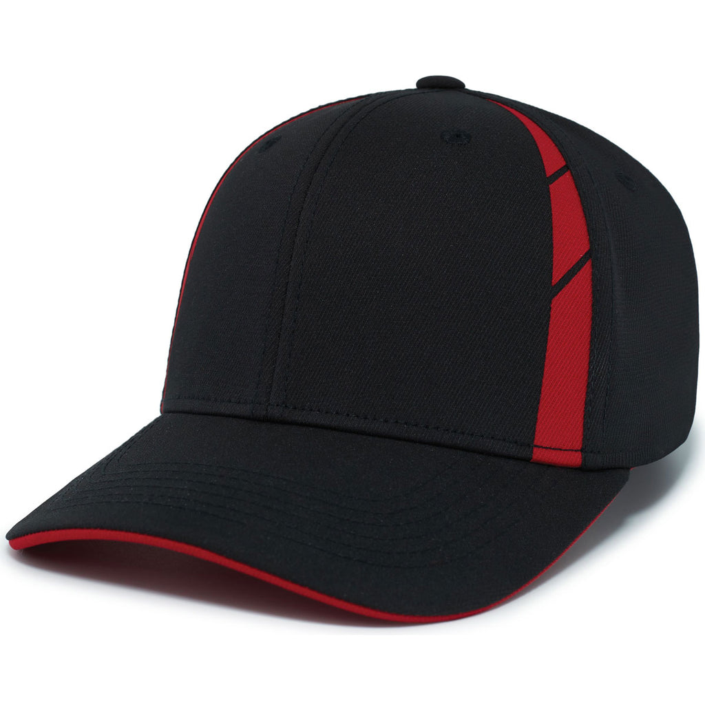 Pacific Headwear Black/Red Coolcore Sideline Snapback Cap