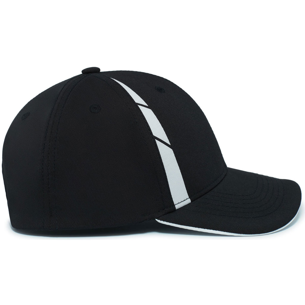 Pacific Headwear Black/White Coolcore Sideline Snapback Cap