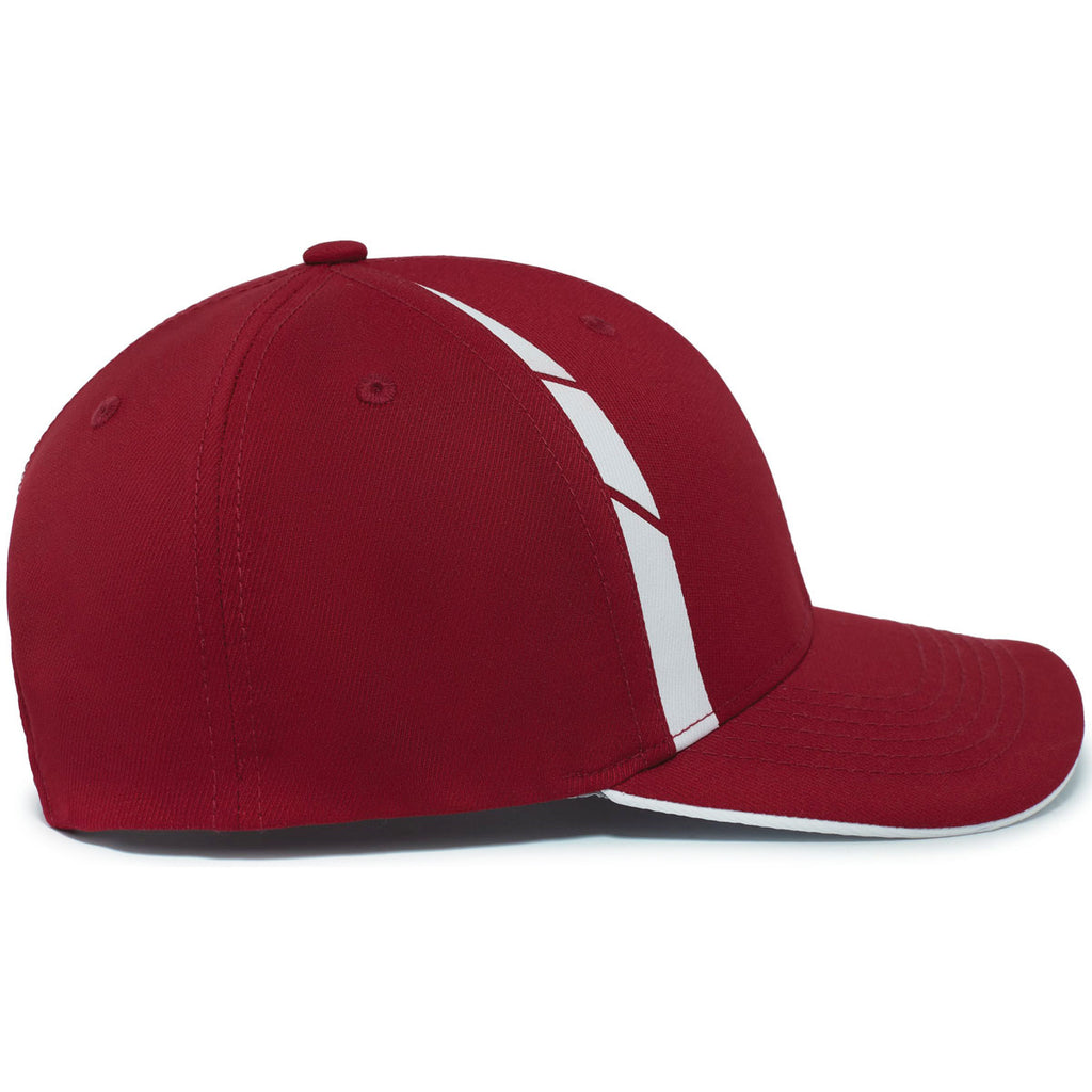Pacific Headwear Cardinal/White Coolcore Sideline Snapback Cap