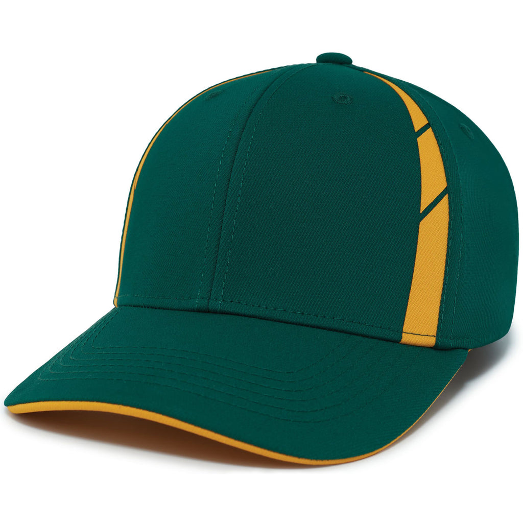 Pacific Headwear Dark Green/Gold Coolcore Sideline Snapback Cap
