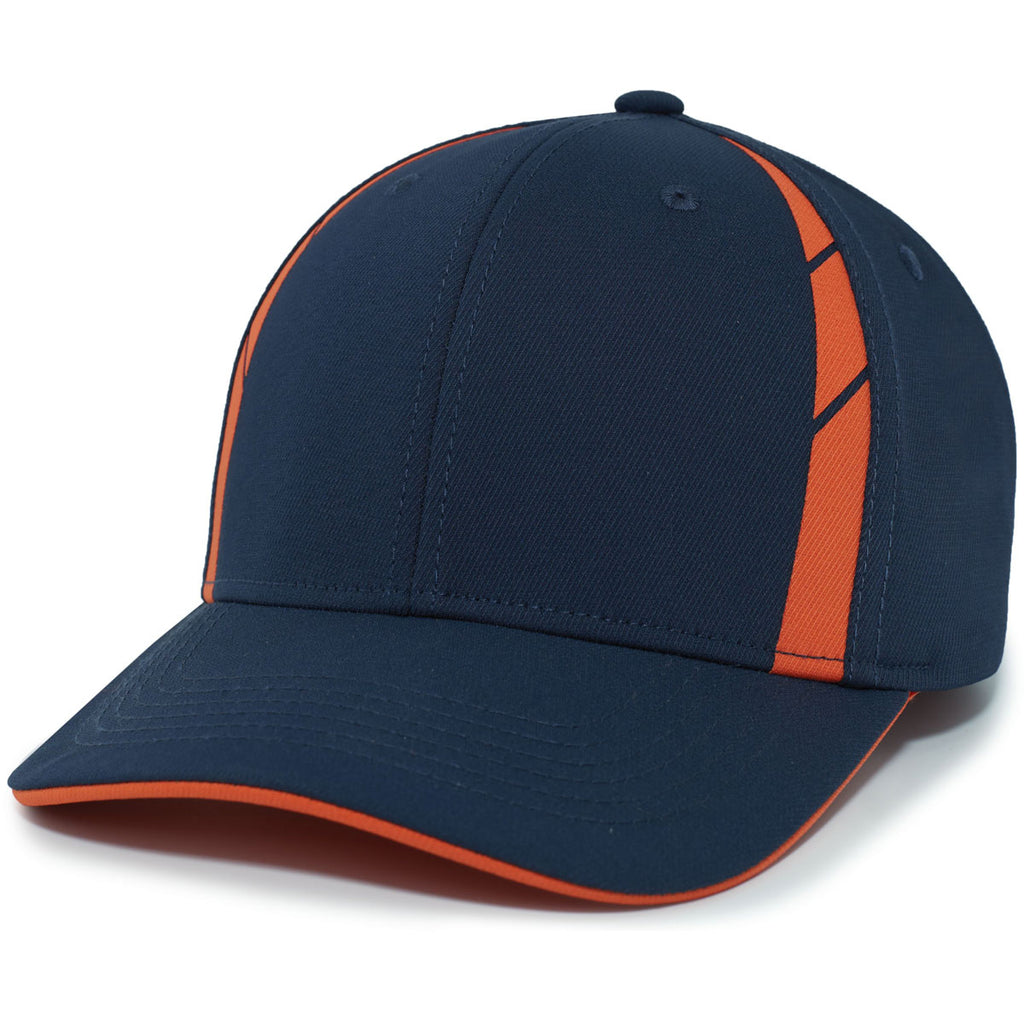 Pacific Headwear Navy/Orange Coolcore Sideline Snapback Cap