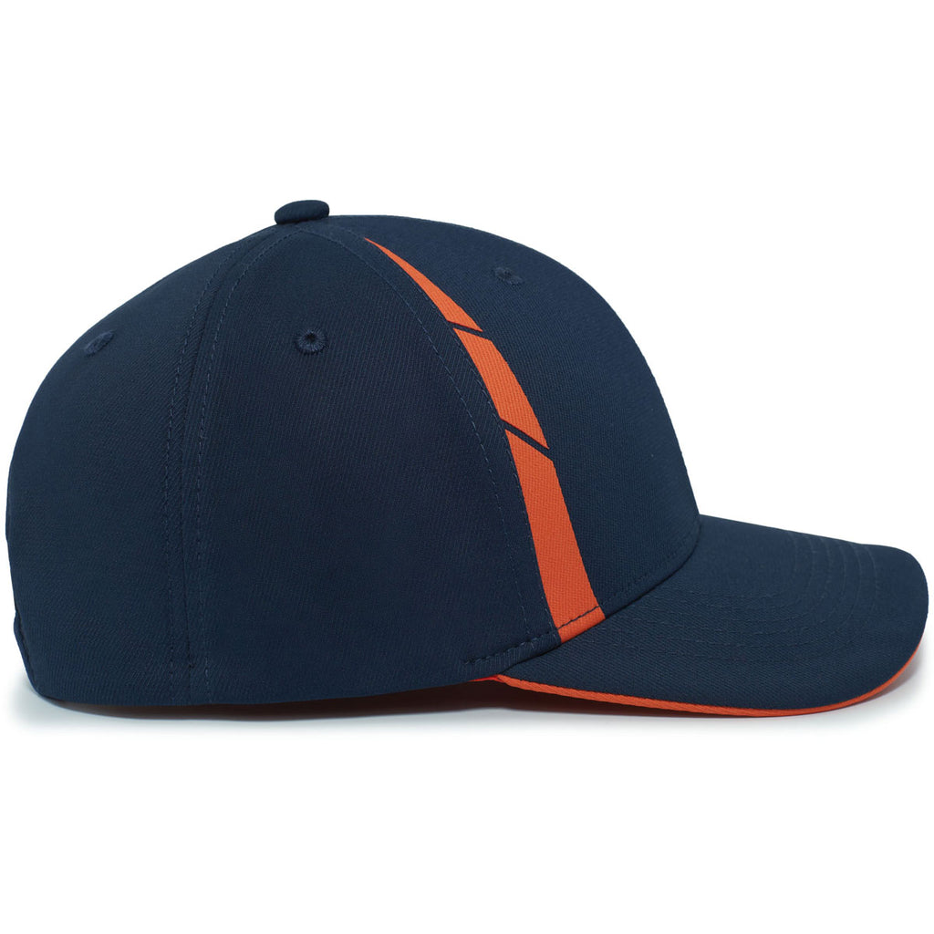 Pacific Headwear Navy/Orange Coolcore Sideline Snapback Cap