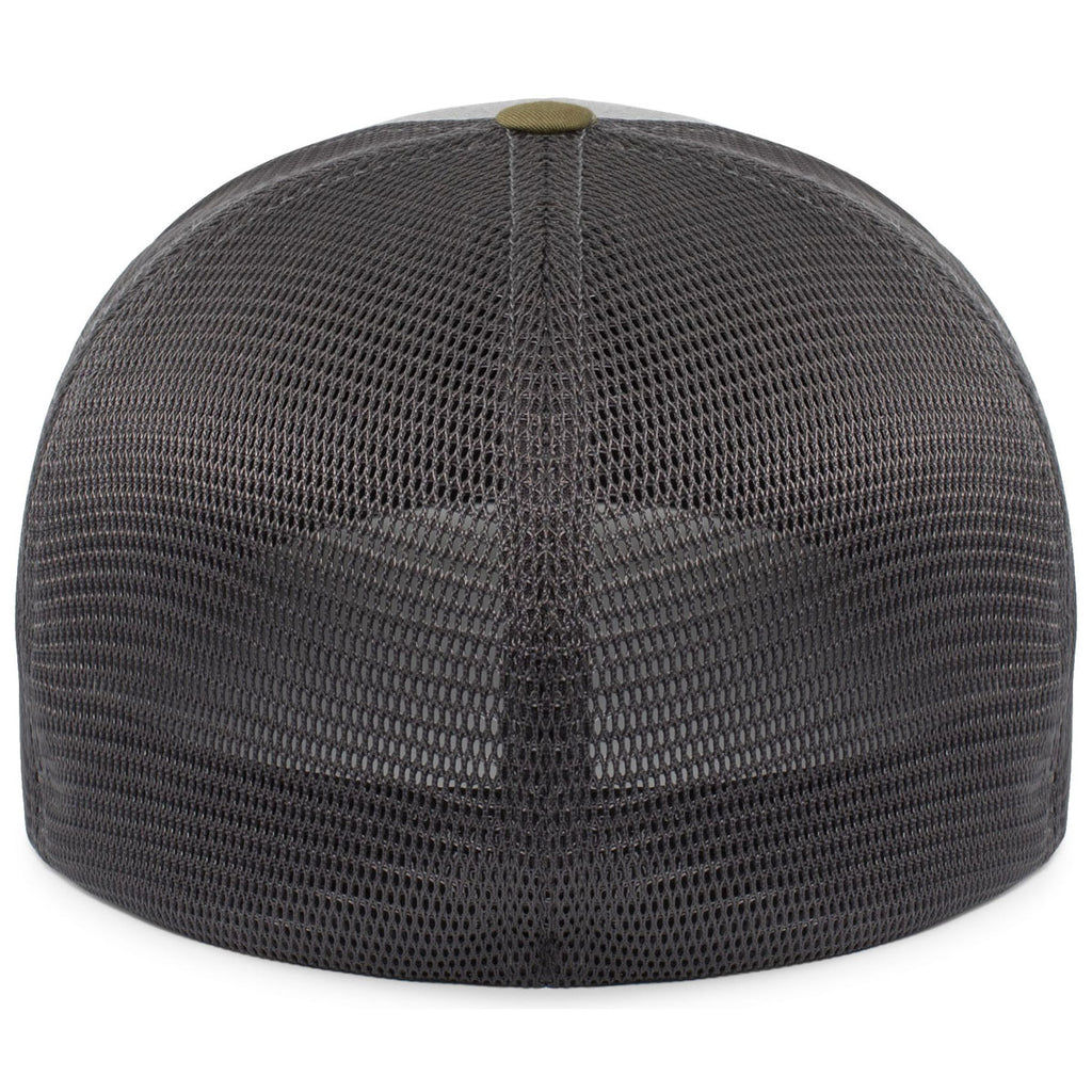 Pacific Headwear Heather Grey/Light Charcoal/Moss Green Fusion Trucker Cap