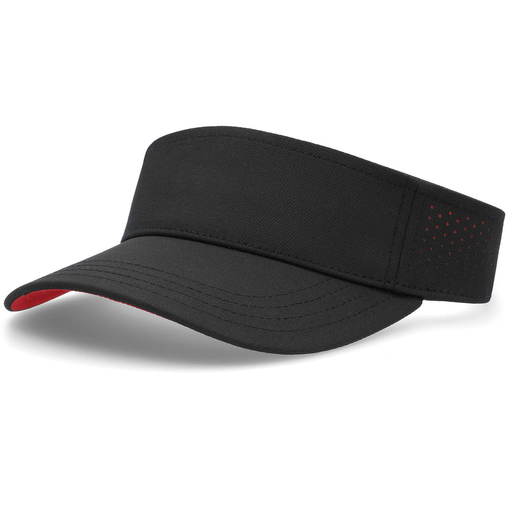 Pacific Headwear Black/Red Perforated Coolcore Visor