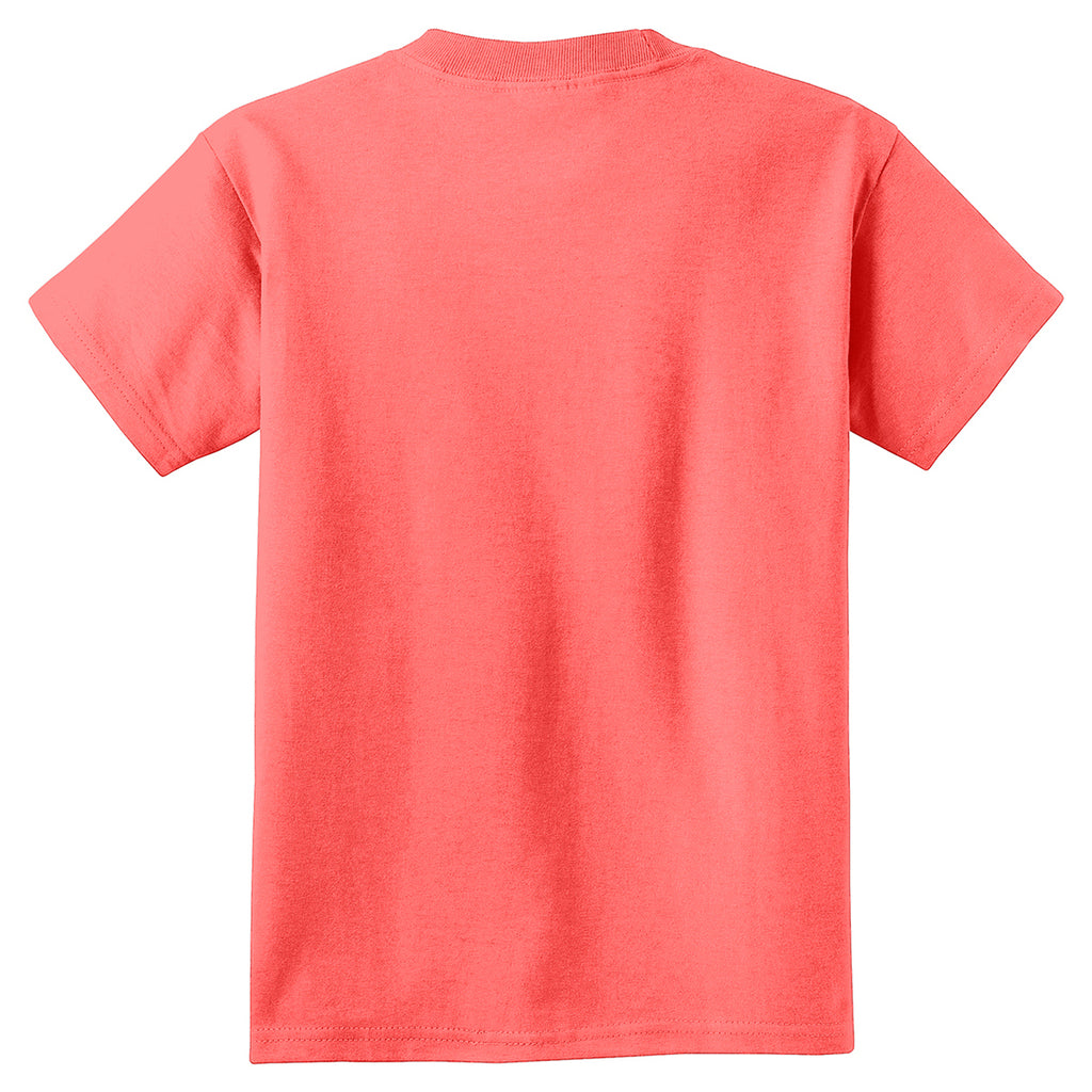 Port & Company Youth Neon Coral Pigment-Dyed Tee