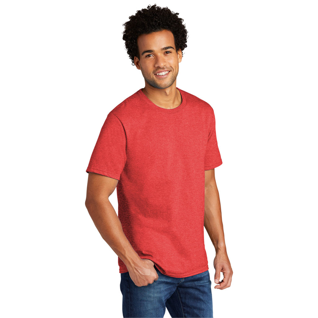 Port & Company Men's Bright Red Heather Tri-Blend Tee