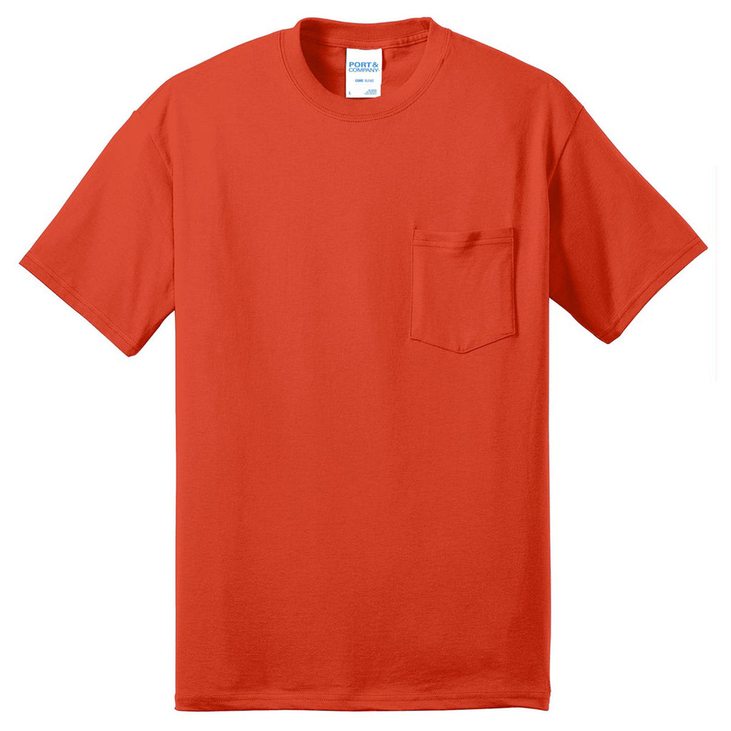 Port & Company Core Blend Pocket T-Shirt - PC55P, 50/50 Cotton/Poly, Left Chest Pocket, Sizes S-6XL