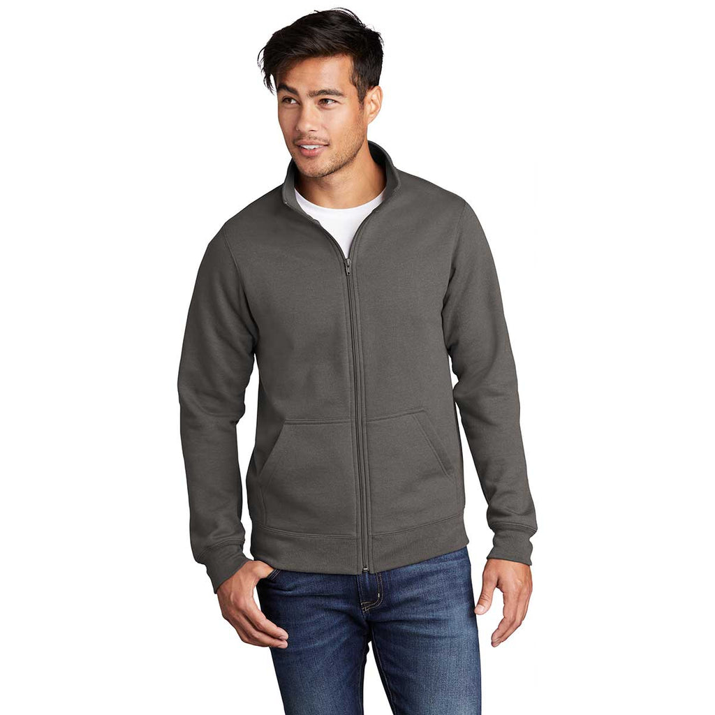 Port & Company Men's Charcoal Core Fleece Cadet Full-Zip Sweatshirt