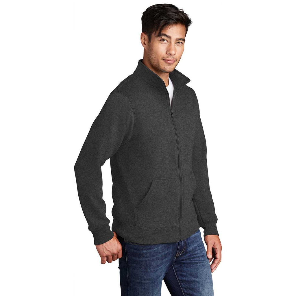 Port & Company Men's Dark Heather Grey Core Fleece Cadet Full-Zip Sweatshirt