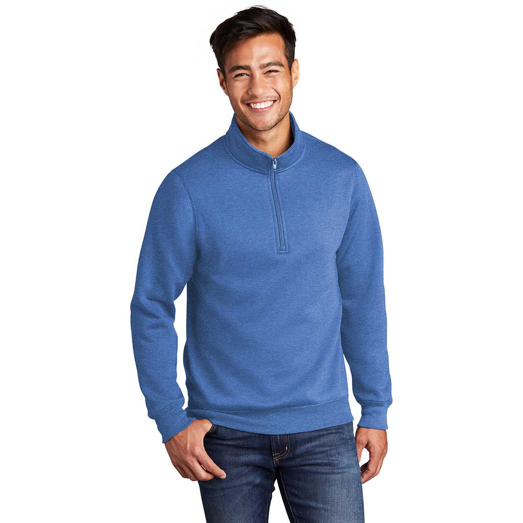 Port & Company Men's Heather Royal Core Fleece 1/4 Zip Pullover Sweatshirt