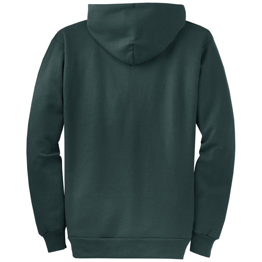 Port & Company Men's Dark Green Core Fleece Full-Zip Hooded Sweatshirt