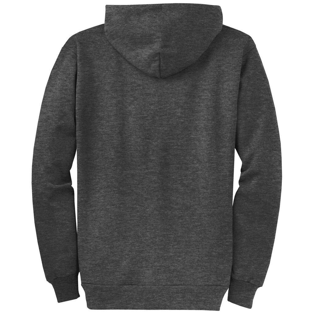 Port & Company Men's Dark Heather Grey Core Fleece Full-Zip Hooded Sweatshirt