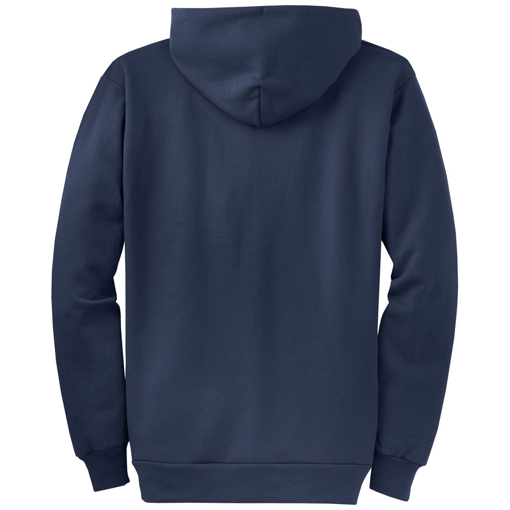 Port & Company Men's Navy Core Fleece Full-Zip Hooded Sweatshirt