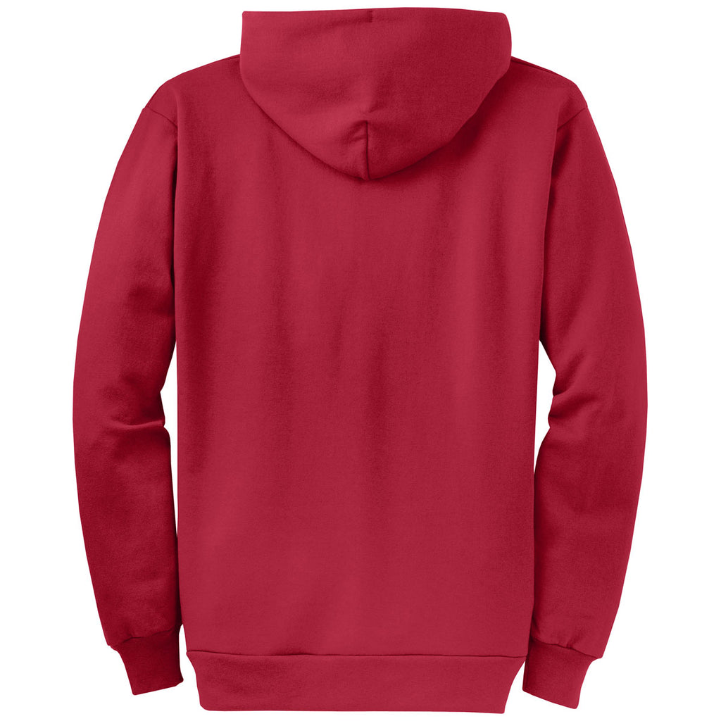 Port & Company Men's Red Core Fleece Full-Zip Hooded Sweatshirt