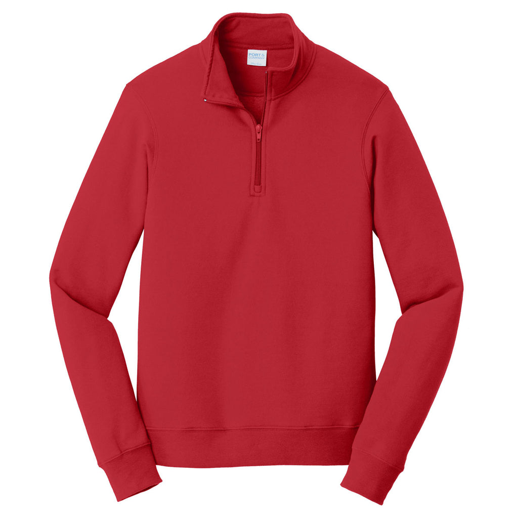 Port & Company Men's Bright Red Fan Favorite Fleece 1/4-Zip Pullover S