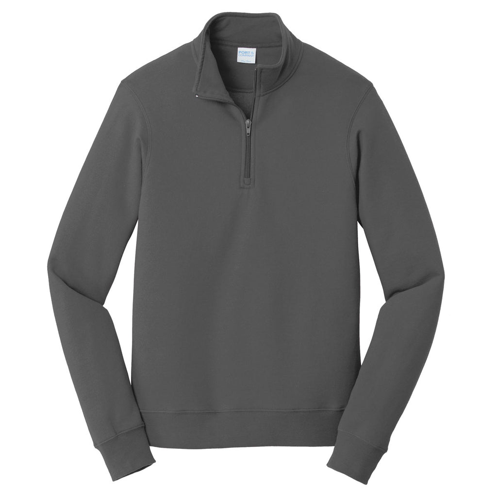 Port & Company Men's Charcoal Fan Favorite Fleece 1/4-Zip Pullover Swe