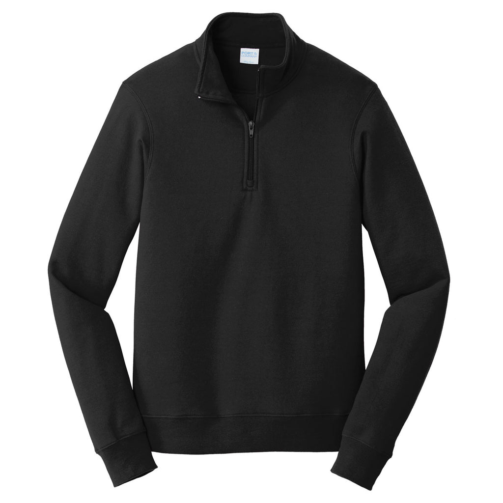 Port & Company Men's Jet Black Fan Favorite Fleece 1/4-Zip Pullover Sw