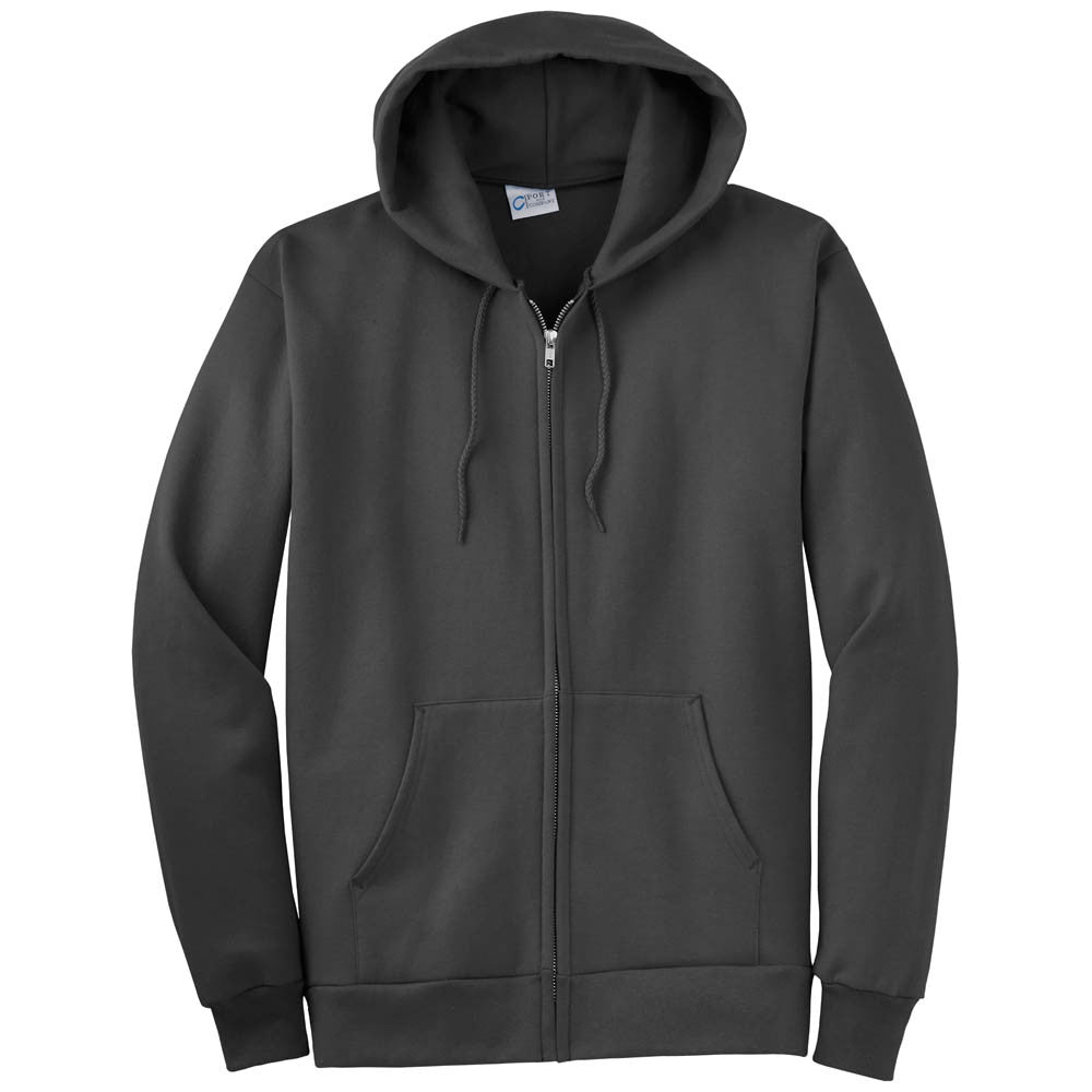 Port & Company PC90ZH Essential Fleece Full-Zip Hooded Sweatshirt - Charcoal - XL