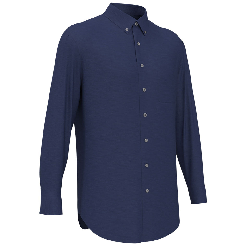 Perry Ellis Men's Classic Navy Heathered Woven Shirt