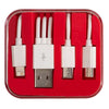 Primeline Red 3-in-1 Charging Cable in Square Case