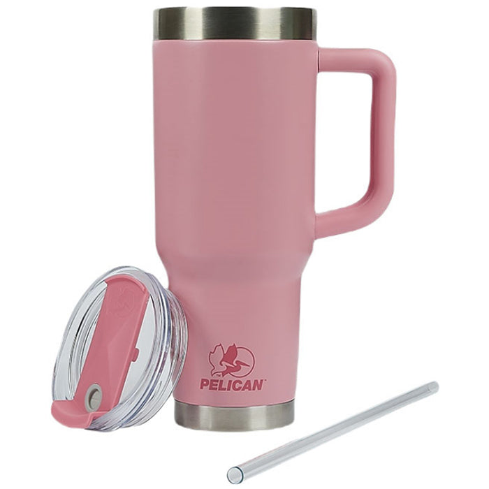 Pelican Pink Porter 40 oz. Recycled Double Wall Stainless Steel Travel Tumbler
