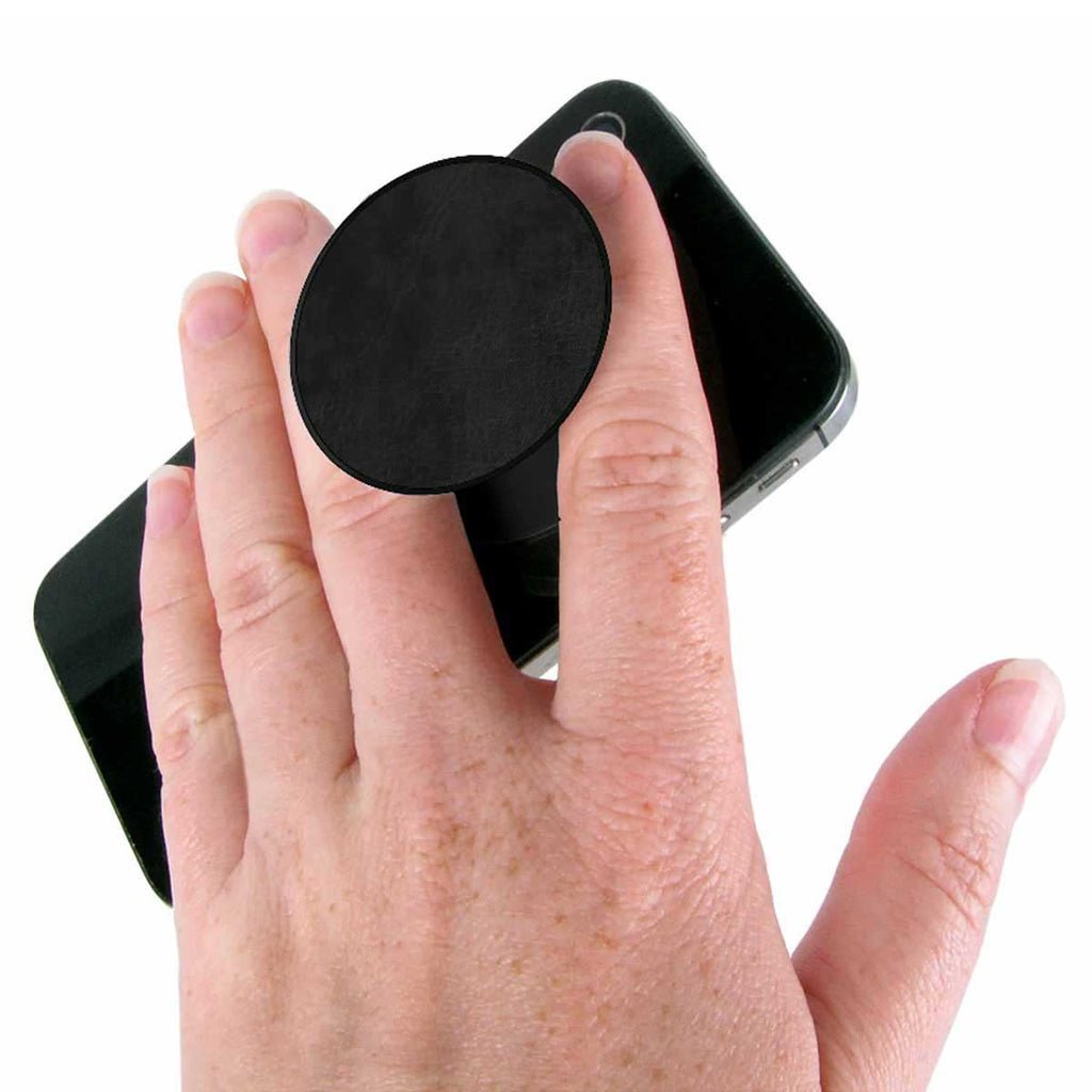 PopSockets Black Vegan Leather Grip Phone Holder