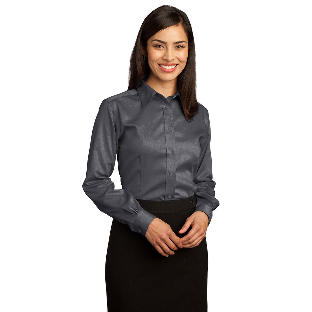 Red House Women's Charcoal Non-Iron Pinpoint Oxford Shirt