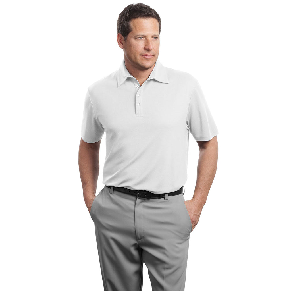 Red House Men's White Contrast Stitch Performance Pique Polo