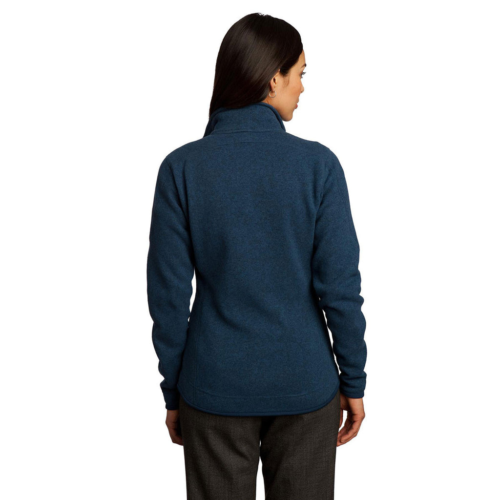 Red House Women's Navy Heather Sweater Fleece Full-Zip Jacket