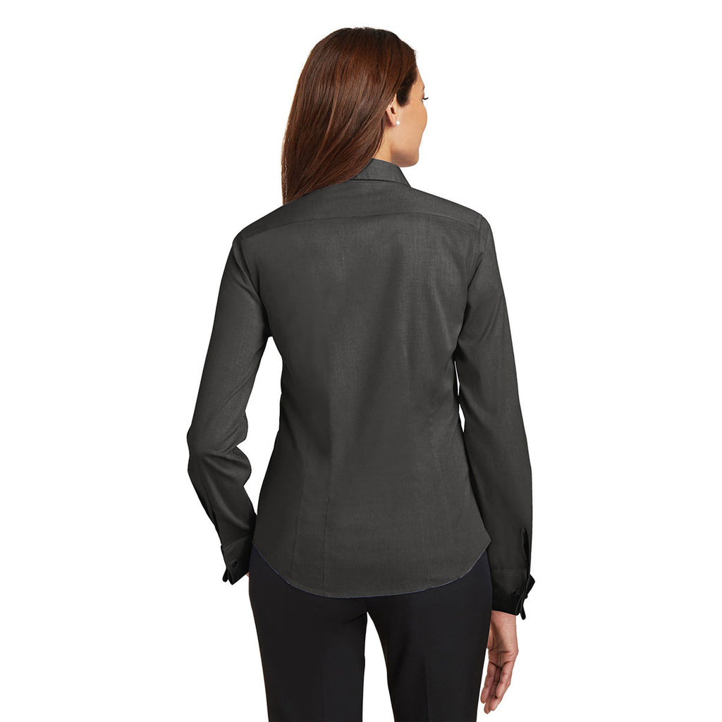 Red House Women's Charcoal French Cuff Non-Iron Pinpoint Oxford Shirt