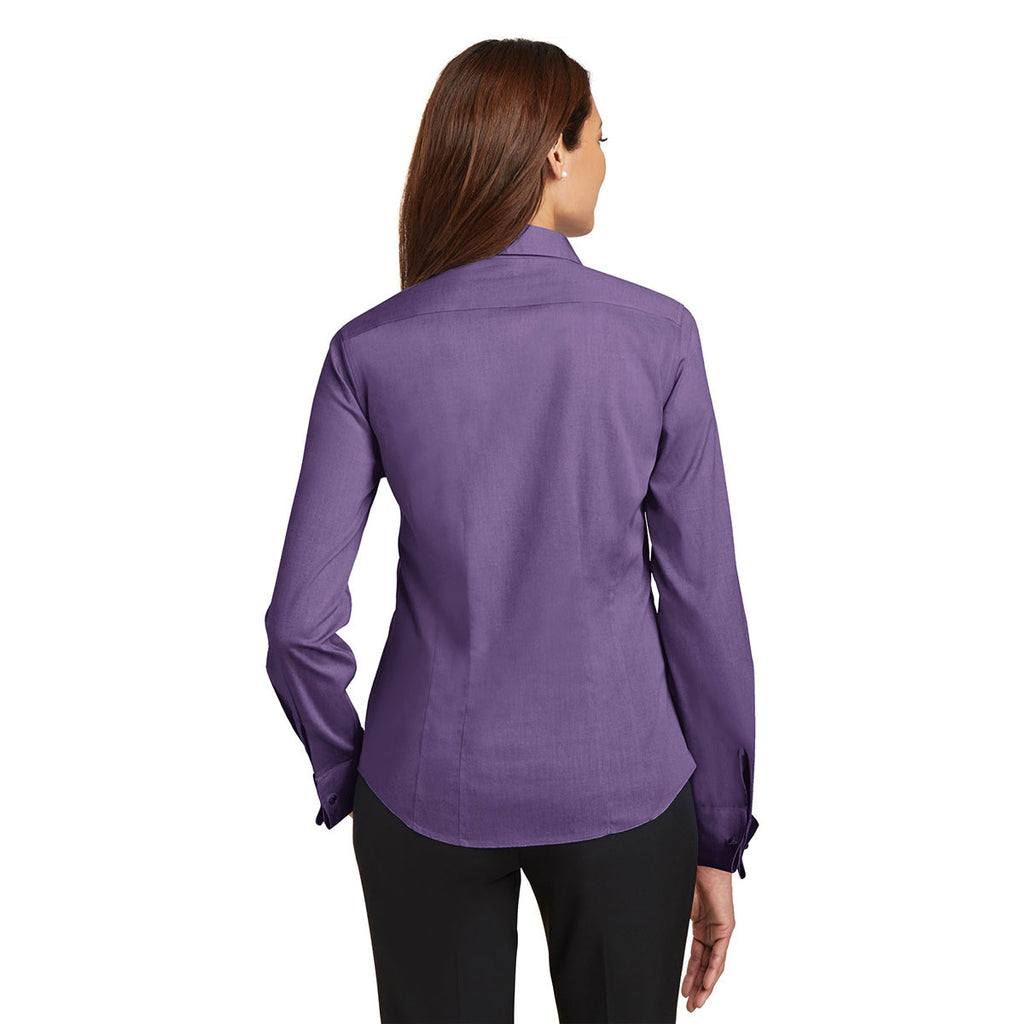 Red House Women's Purple Dusk French Cuff Non-Iron Pinpoint Oxford Shirt